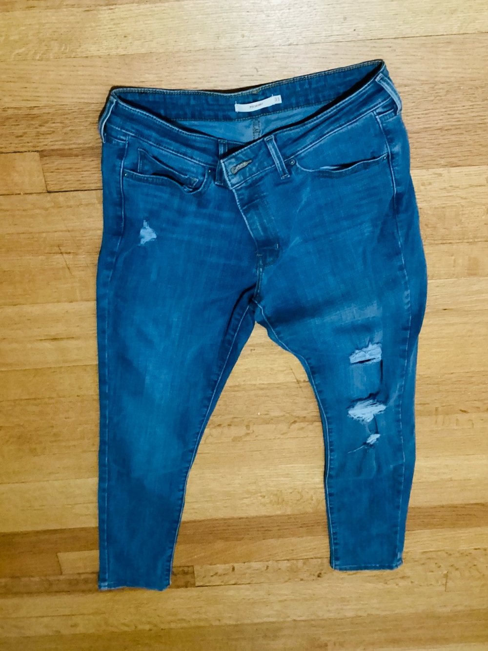 Levi's Women's Teal-Blue Skinny Ripped Jeans
